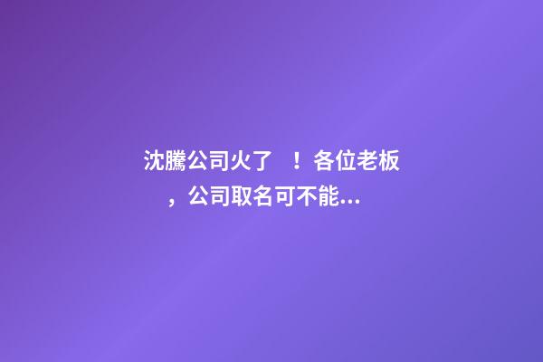 沈騰公司火了！各位老板，公司取名可不能隨便亂取-第1張-公司起名-玄機派